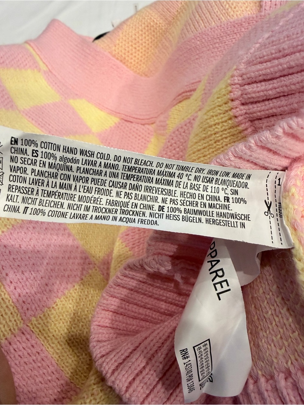 English Factory Pink and Yellow Checkered Cropped Cardigan - Picture 4 of 4